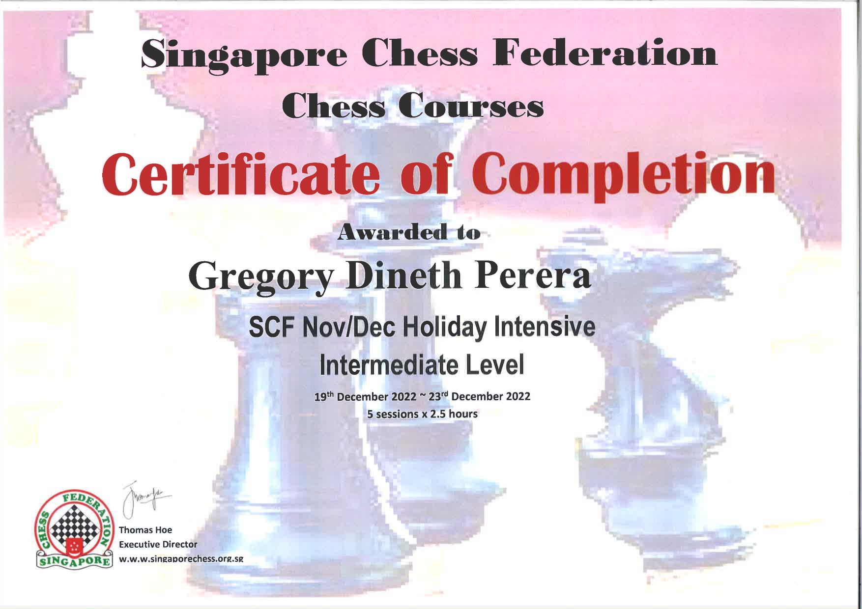 Chess Certificate
